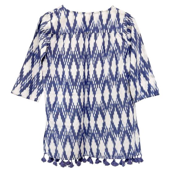 Marea Blue Ikat Printed Tassel Cover Up Sz XS - Picture 6 of 6